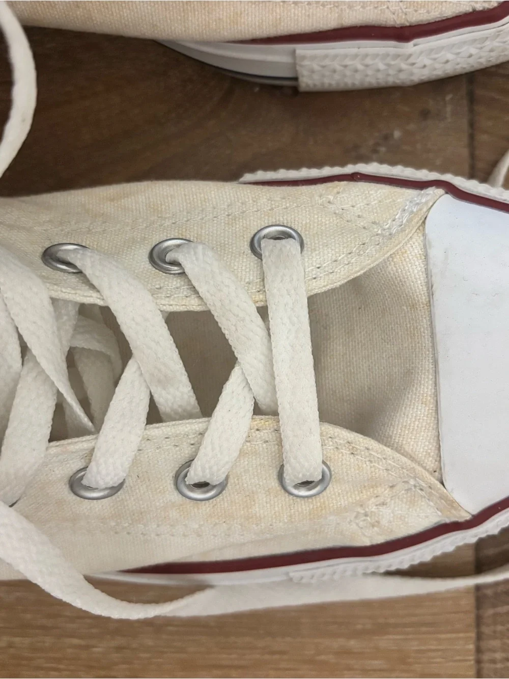 Converse All Star White High-Top Canvas Sneakers with Red Trim - Picture 5 of 7